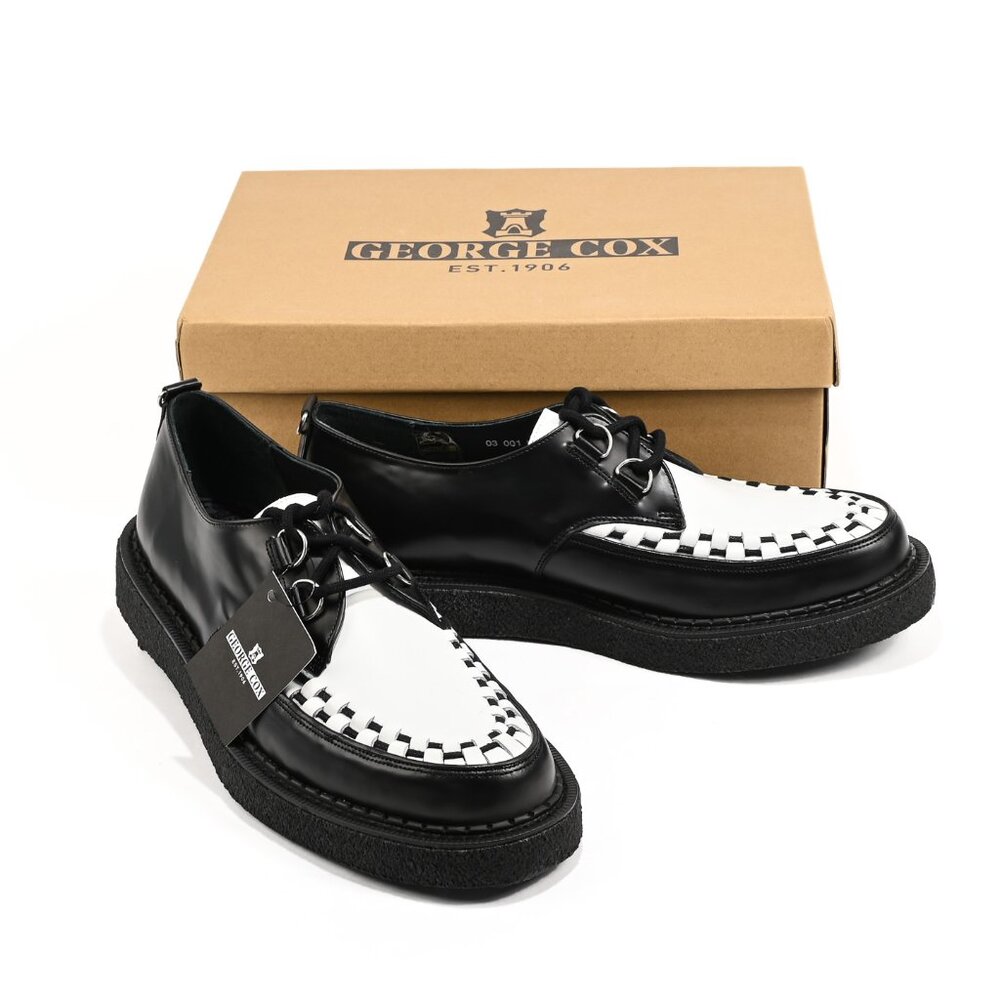 NEW George Cox Black & White Hatton Creepers - UK 11, US 12